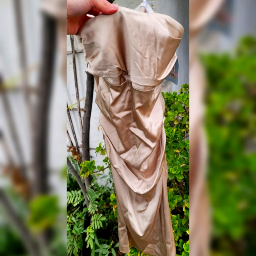 Gold ruched formal Suzi Chin for Maggy boutique size 6